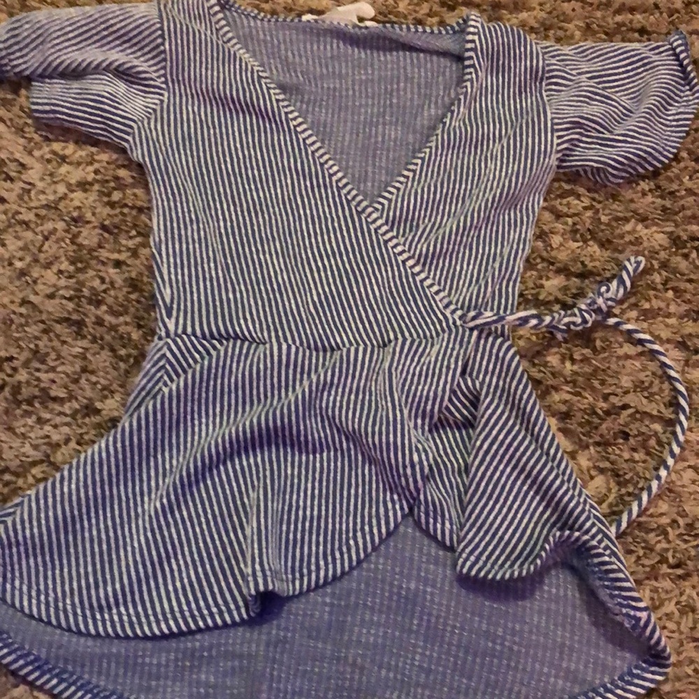 Blue and white striped top